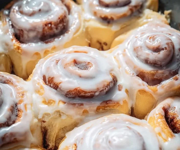 Delicious homemade cinnamon rolls ready to be served.