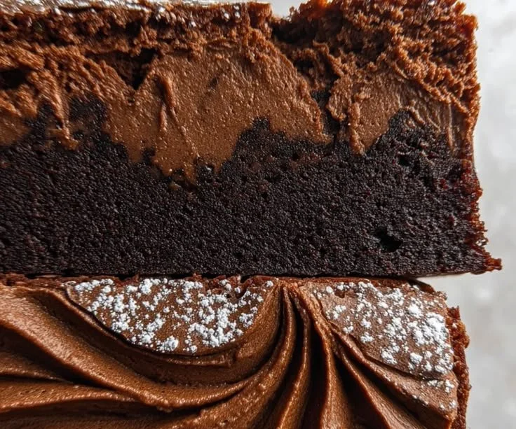 Indulgent chocolate mousse brownies topped with chocolate ganache