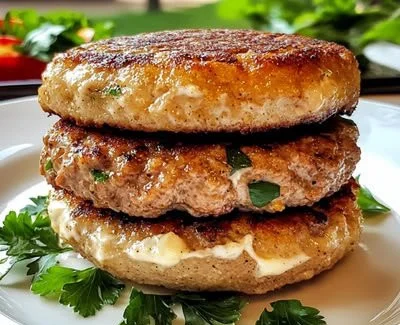 Delicious juicy ground turkey burger garnished with fresh vegetables