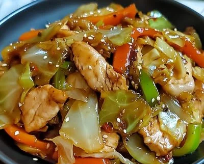 Delicious Chicken Cabbage Stir-Fry in a vibrant bowl, ready to serve.