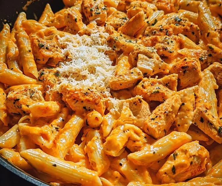 One-Skillet Spicy Buffalo Ranch Chicken Pasta served in a bowl