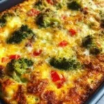 Healthy protein-packed veggie bake with colorful vegetables and grains
