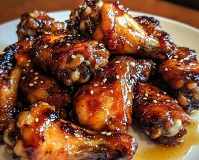 Sticky Pineapple-Teriyaki Chicken Wings served on a platter