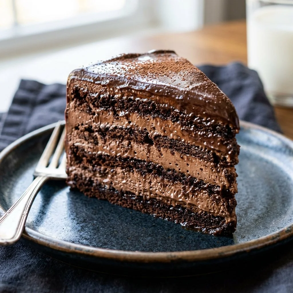 Delicious Chocolate Icebox Cake with layers of chocolate and cream