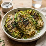 Grilled cabbage wedges on a grill, ready to serve as a tasty side dish