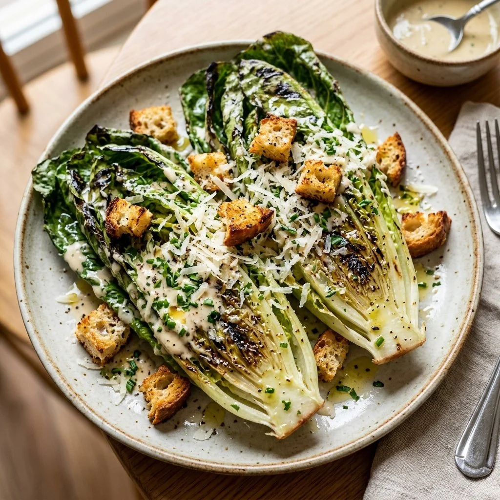 Delicious Grilled Romaine Salad with vibrant toppings and smoky flavor