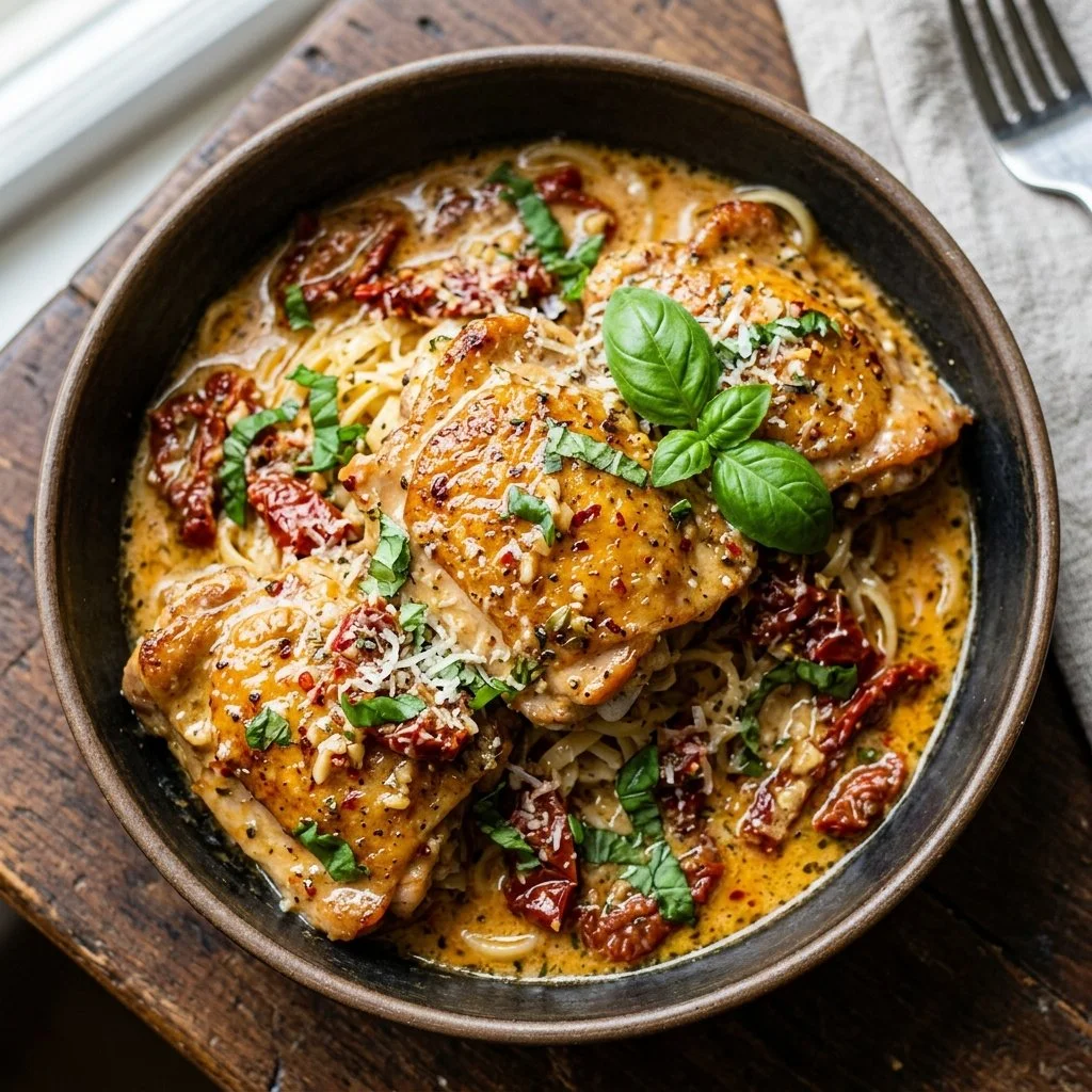 Creamy Marry Me Chicken dish garnished with herbs